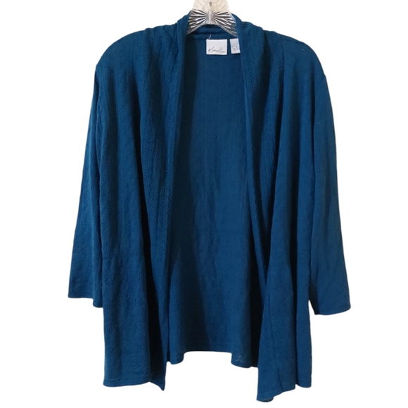 Kim Rogers Blue Knit Open Front Soft Fall Cardigan Sweater Cover Up Womens XL - Picture 1 of 10